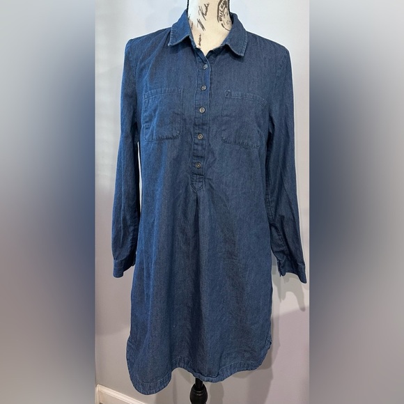 Old Navy Blue Chambray Denim Popover Shirt Dress - Size S - Picture 5 of 9